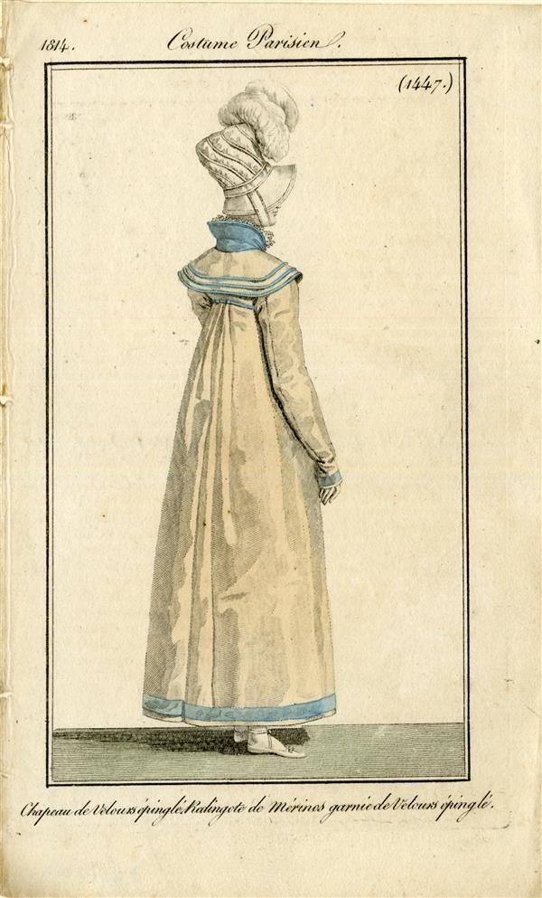 Costume Parisien 'Chapeau de Velours épinglé, Redingote de Merinos garnie de Velours épinglé'