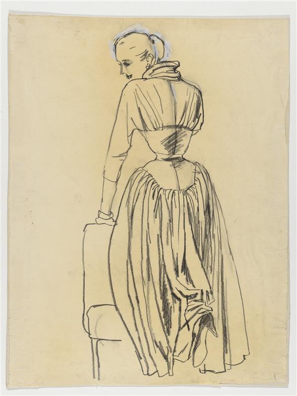 Modetekening van jurk Madame Grès