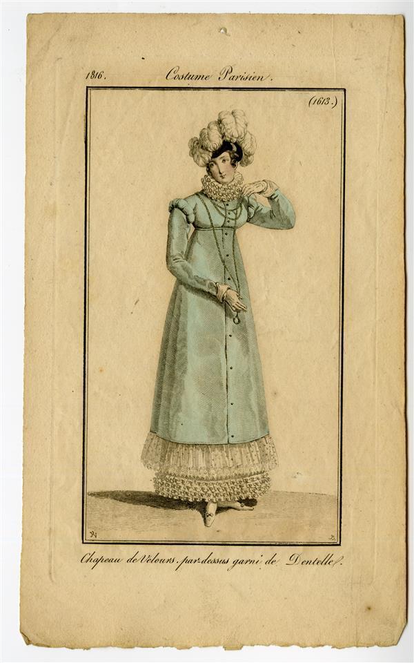 Costume Parisien 'Chapeau de Velours. Par dessus garni de Dentelle'