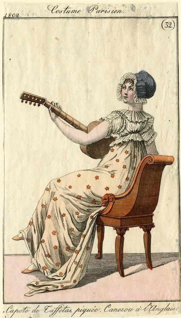 Costume Parisien 'Capote de Taffetas piquée. Canezou à l'Anglaise'