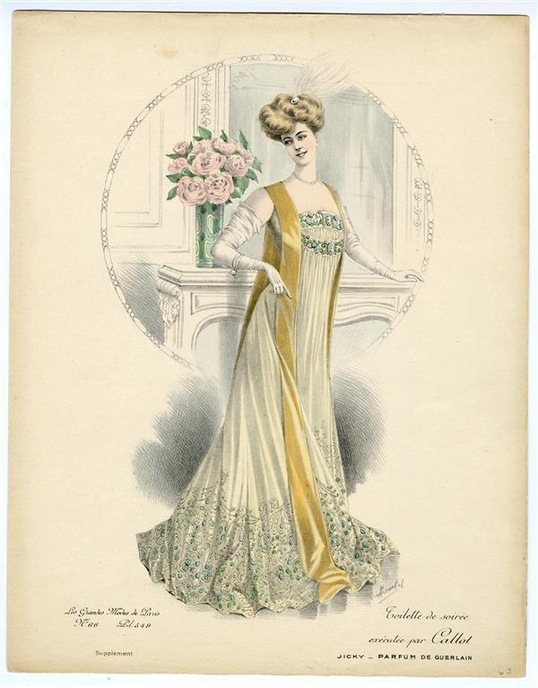 Les Grandes Modes de Paris, Toilette de Soirée, exécutée par Callot