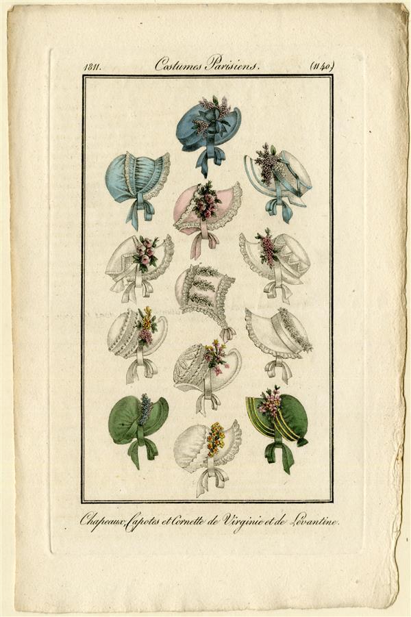 Costumes Parisiens 'Chapeaux, Capotes et Cornette de Virginie et de Levantine'