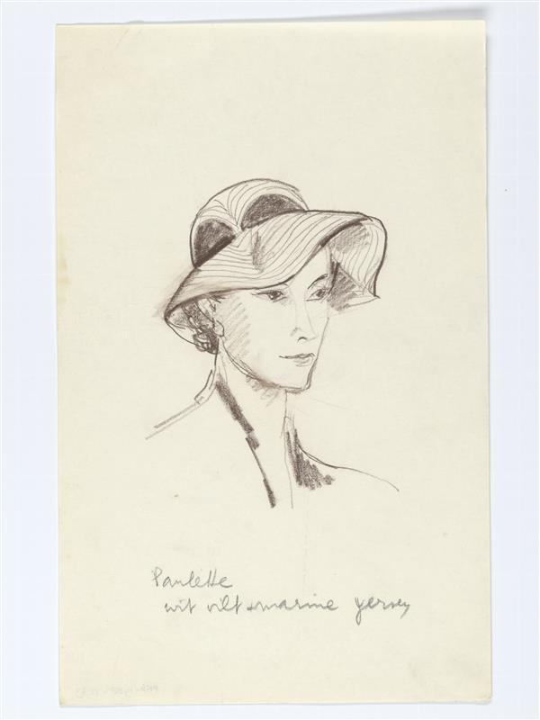 Modetekening van hoed Lydia Dickman