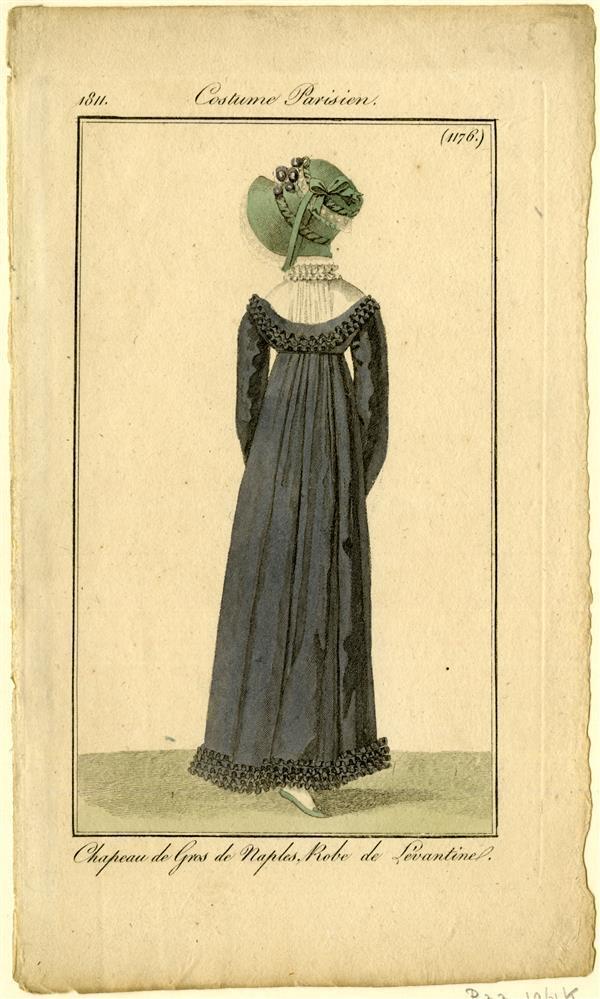 Costume Parisien: 'Chapeau de Gros de Naples. Robe de Levantine'
