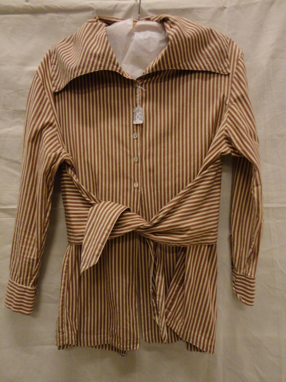 Blouse van gestreept bruin/beige katoen