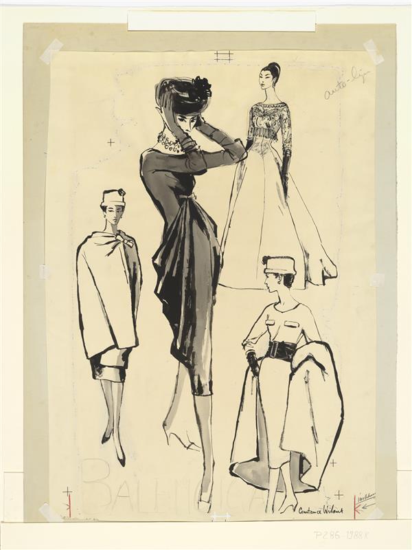 Modetekening van compositie Balenciaga