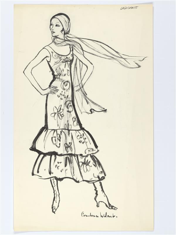 Modetekening van jurk Tweka Couture