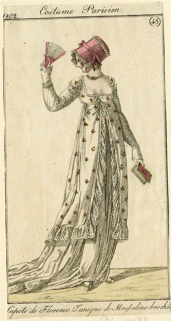 Costume Parisien 'Capote de Florence. Tunique de Mousseline broché'