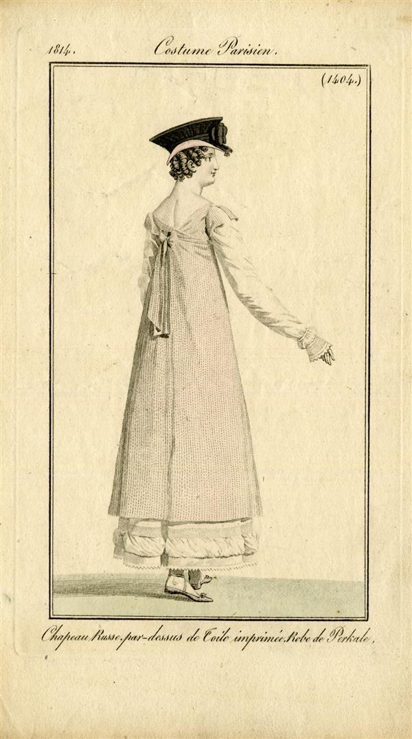 Costume Parisien 'Chapeau Russe par-dessus de Toile imprimée. Robe de Perkale'