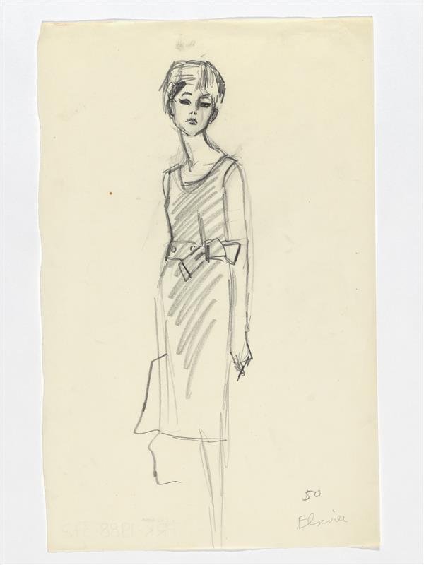 Modetekening van jurk Balenciaga