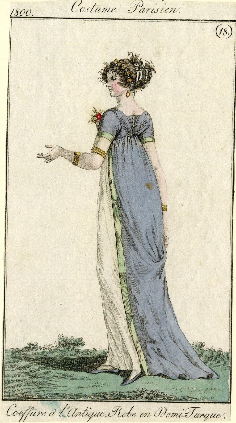 Costume Parisien 'Coeffure à l'Antique. Robe en Demi-Turque'