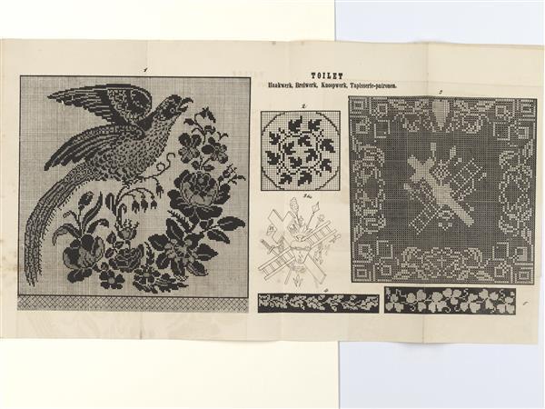 Toilet, haakwerk, breiwerk, knoopwerk, tapisserie-patronen
