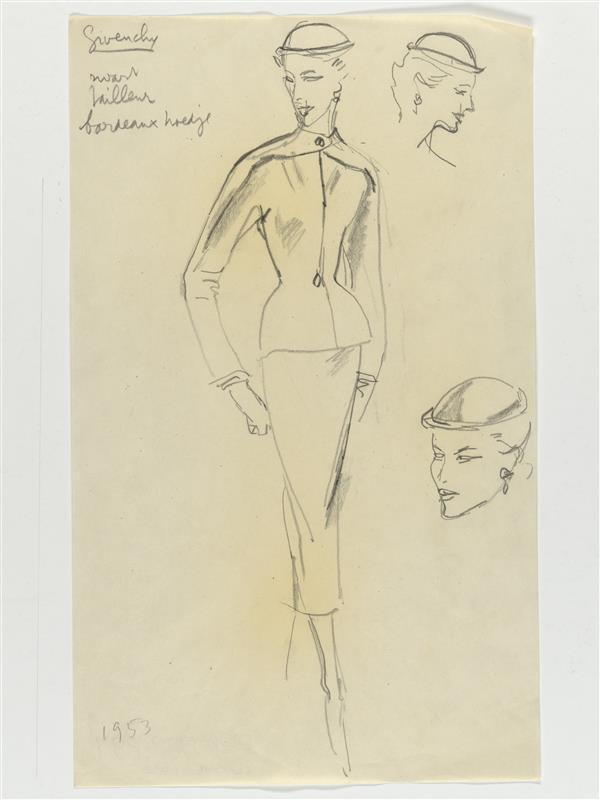 Modetekening van tailleur Givenchy