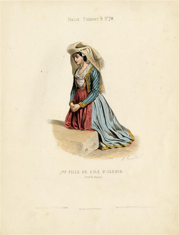 Jeune Fille de L'Ile d'Ischia (Royaume de Napels), Italie, Piemont 8c no. 20