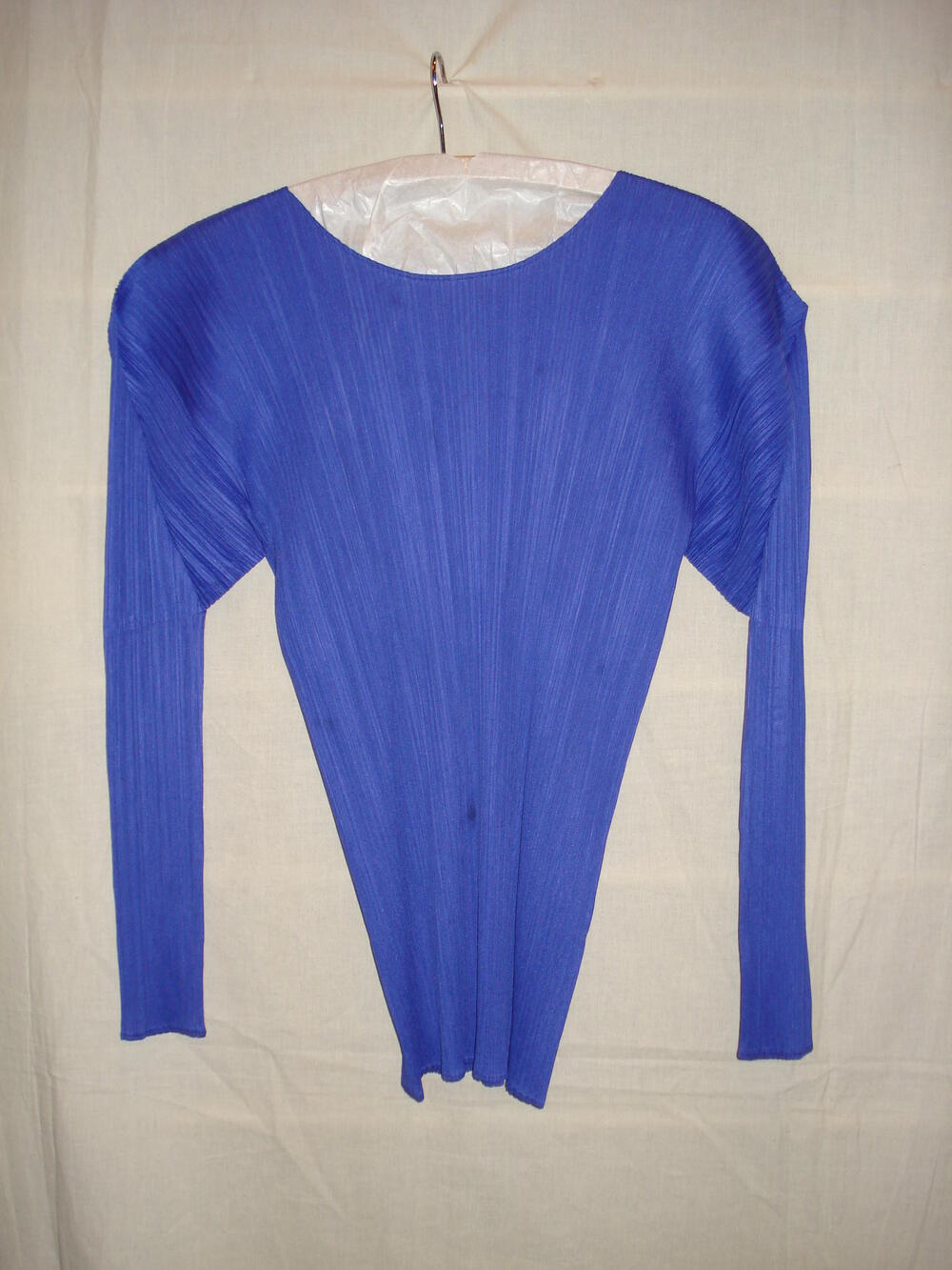Shirt van paars/blauw gepliseerd polyester