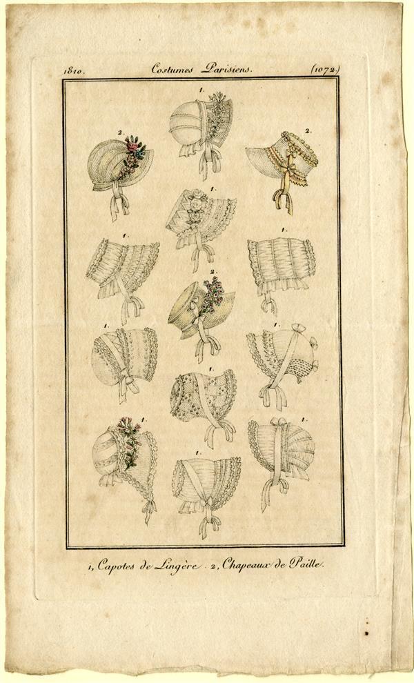 Costumes Parisiens '1. Capotes de Lingère. 2. Chapeaux de Paille'