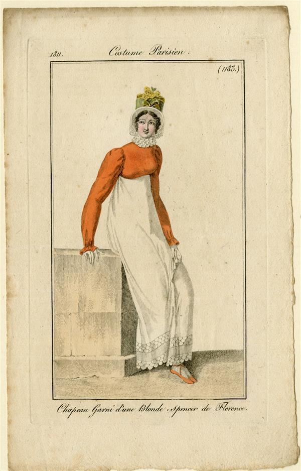 Costume Parisien: 'Chapeau garni d'une Blonde, Spencer de Florence'