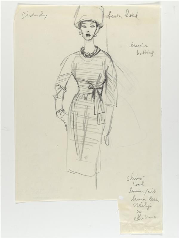 Modetekening van jurk Givenchy