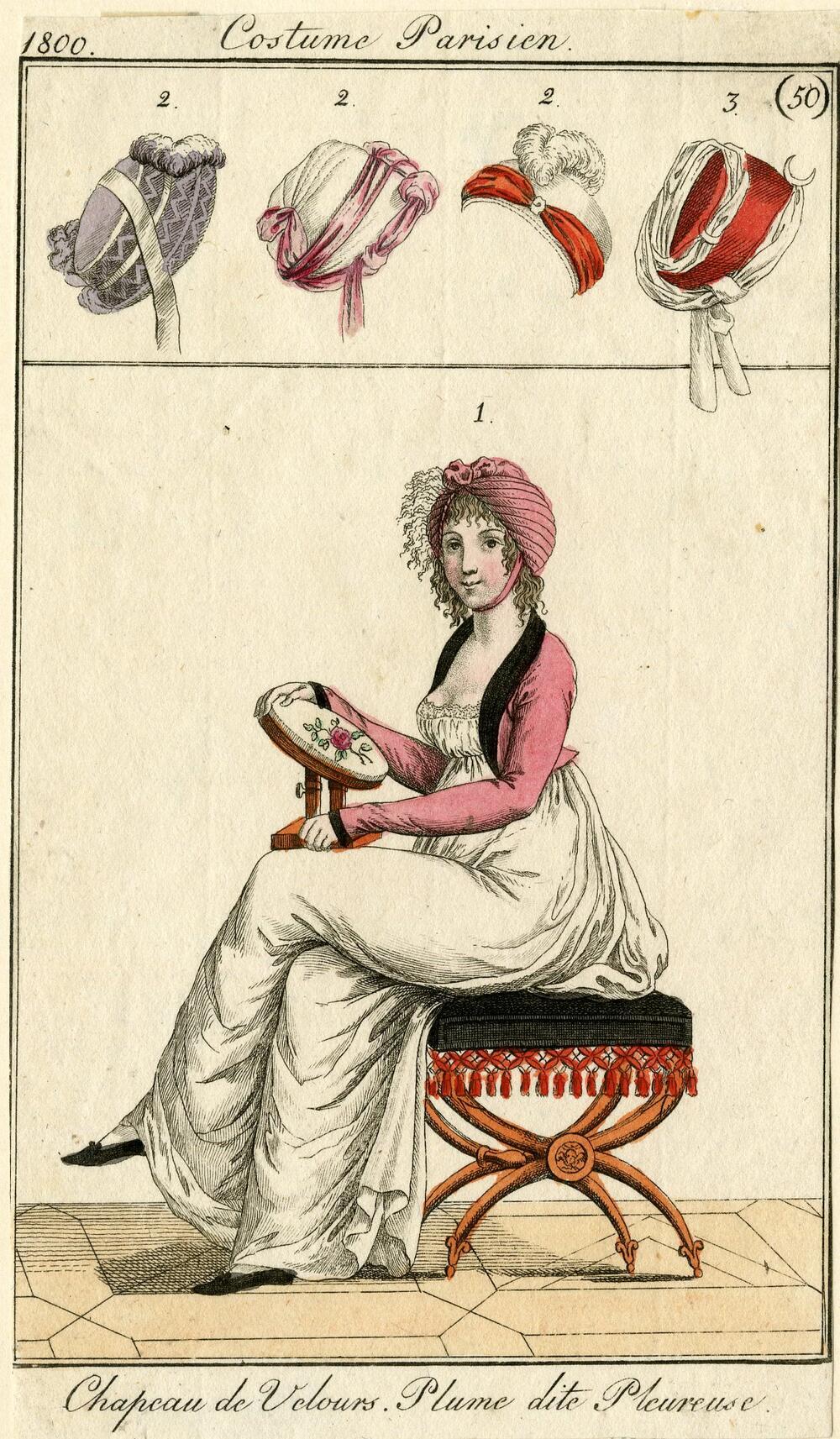 Costume Parisien 'Chapeau de Velours. Plume dite Pleureuse'