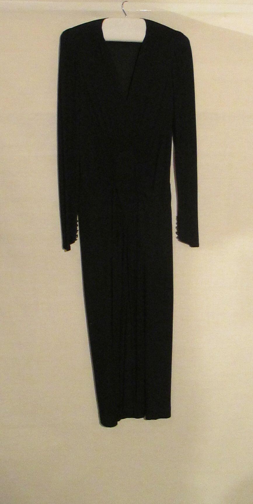 Avondjapon zwart crepe de chine, V-hals, lang model