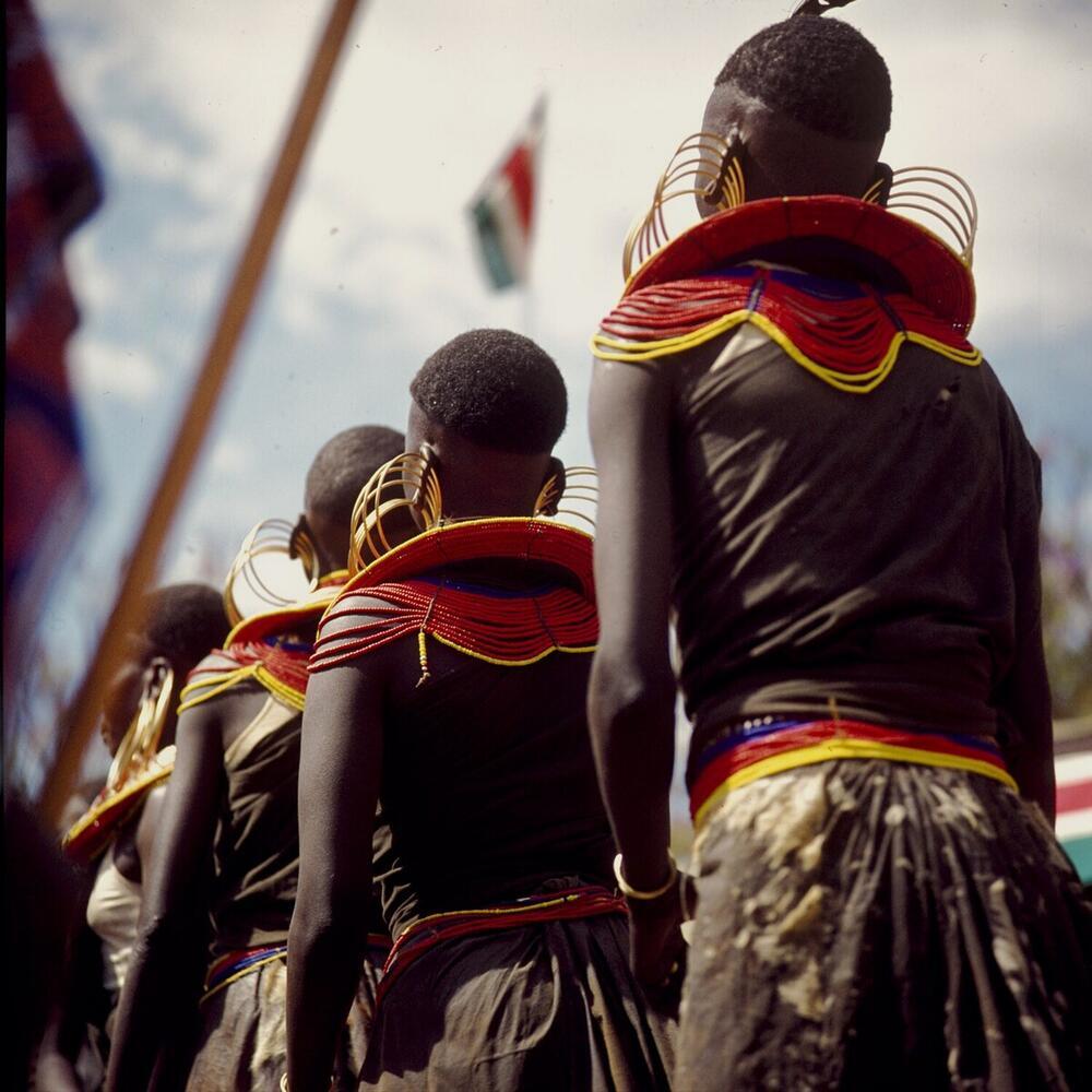 Pokot vrouwen dansen tijdens de feestelijkheden ter gelegenheid van tien jaar onafhankelijkheid van…