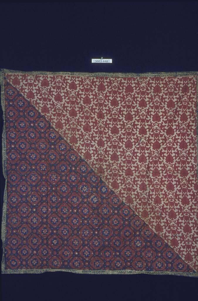 Katoenen hoofddoek voor man met twee verschillende helften, versierd met abstracte bloemmotieven
