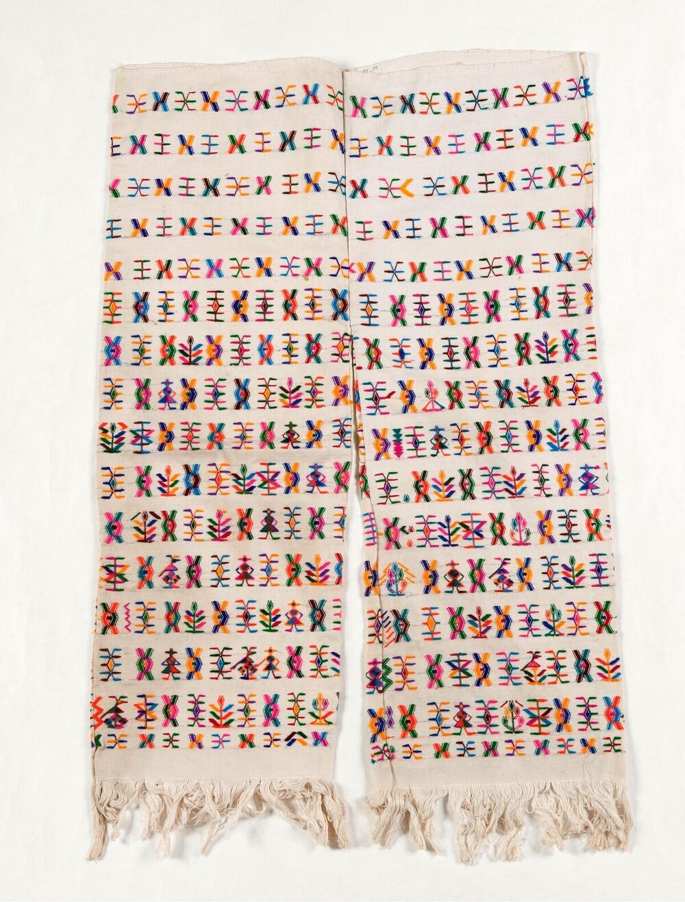 Witte broek met geometrische motieven in verschillende kleuren