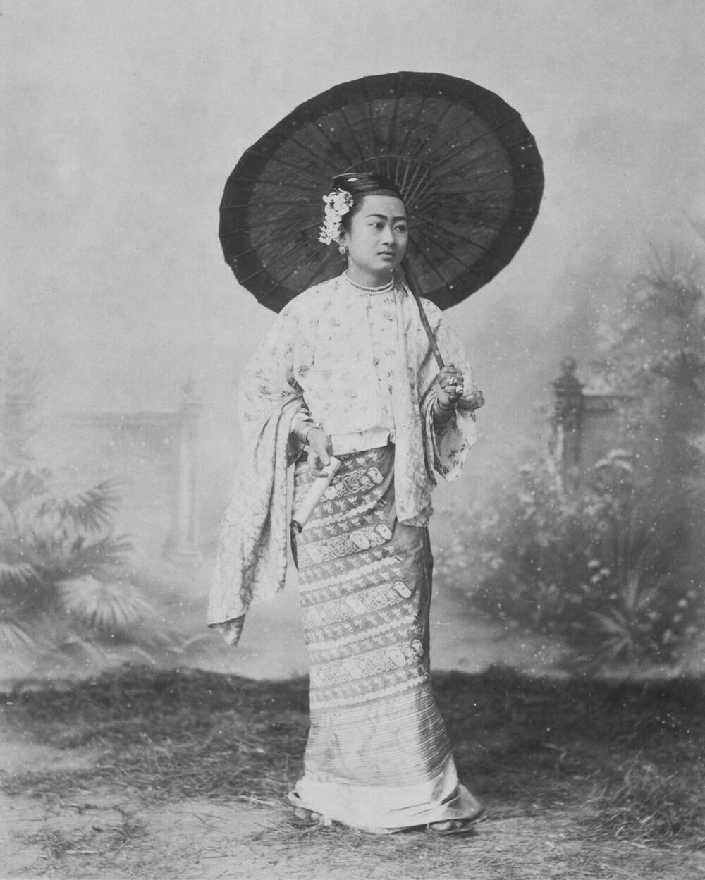 Studio portrait of a woman, Burma