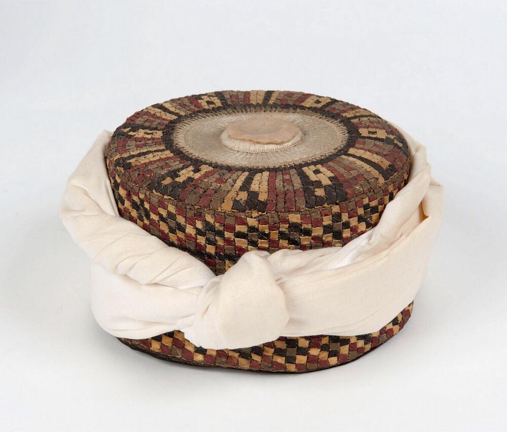 Head gear for a Muslim man who has made the pilgrimage to Mecca