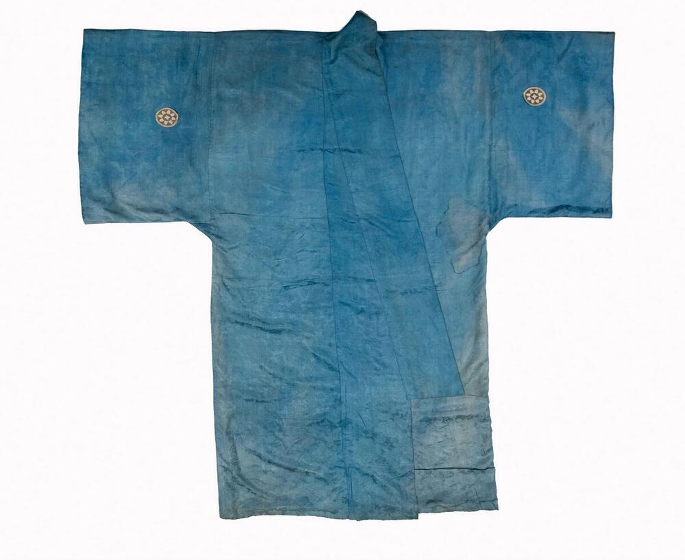 Blauwe damasten rok