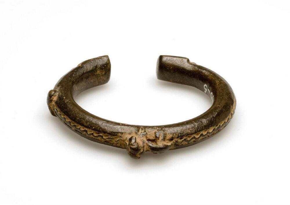 Messingen armband met python en onbekend zoogdier