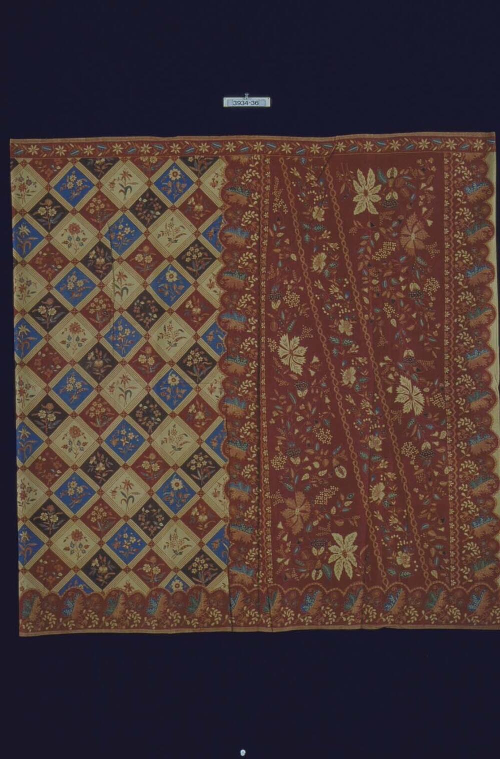 Kokerrok met geometrisch patroon en florale motieven