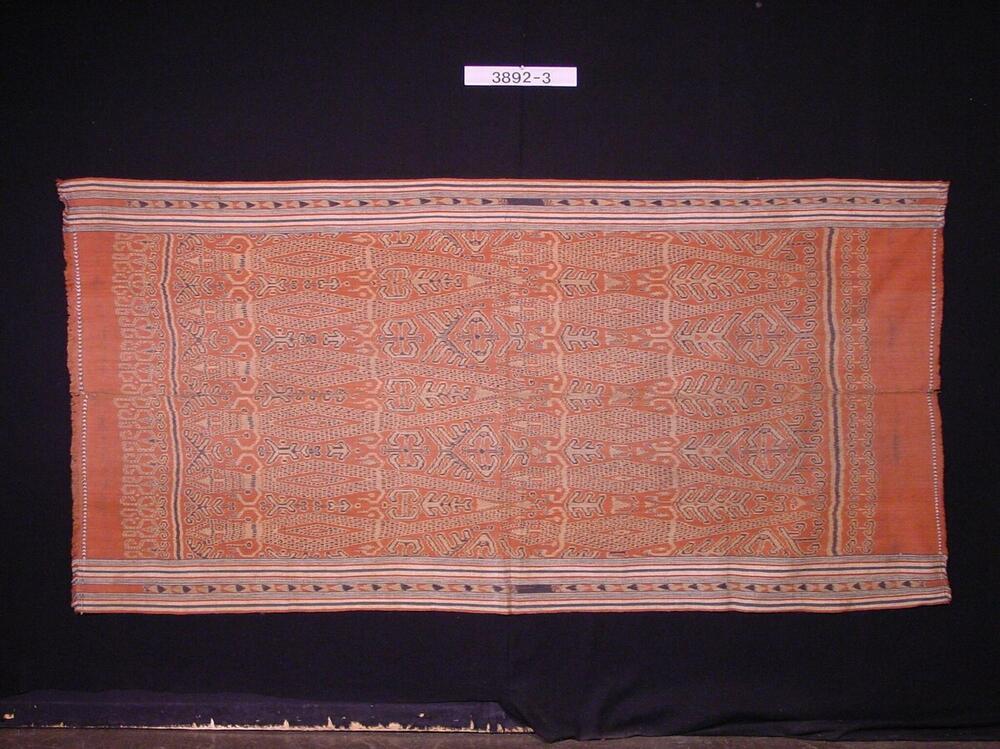 Katoenen mannenschouderdoek met gestileerde krokodilfiguren in scheringikat