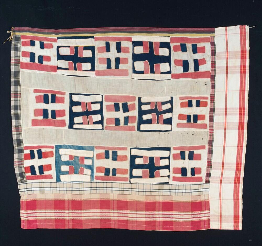 Katoenen schouderdoek voor mannen met patchworkmotief