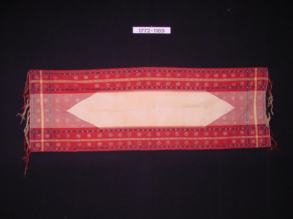 Katoenen schouderdoek met ornament van ingeweven zilverdraad