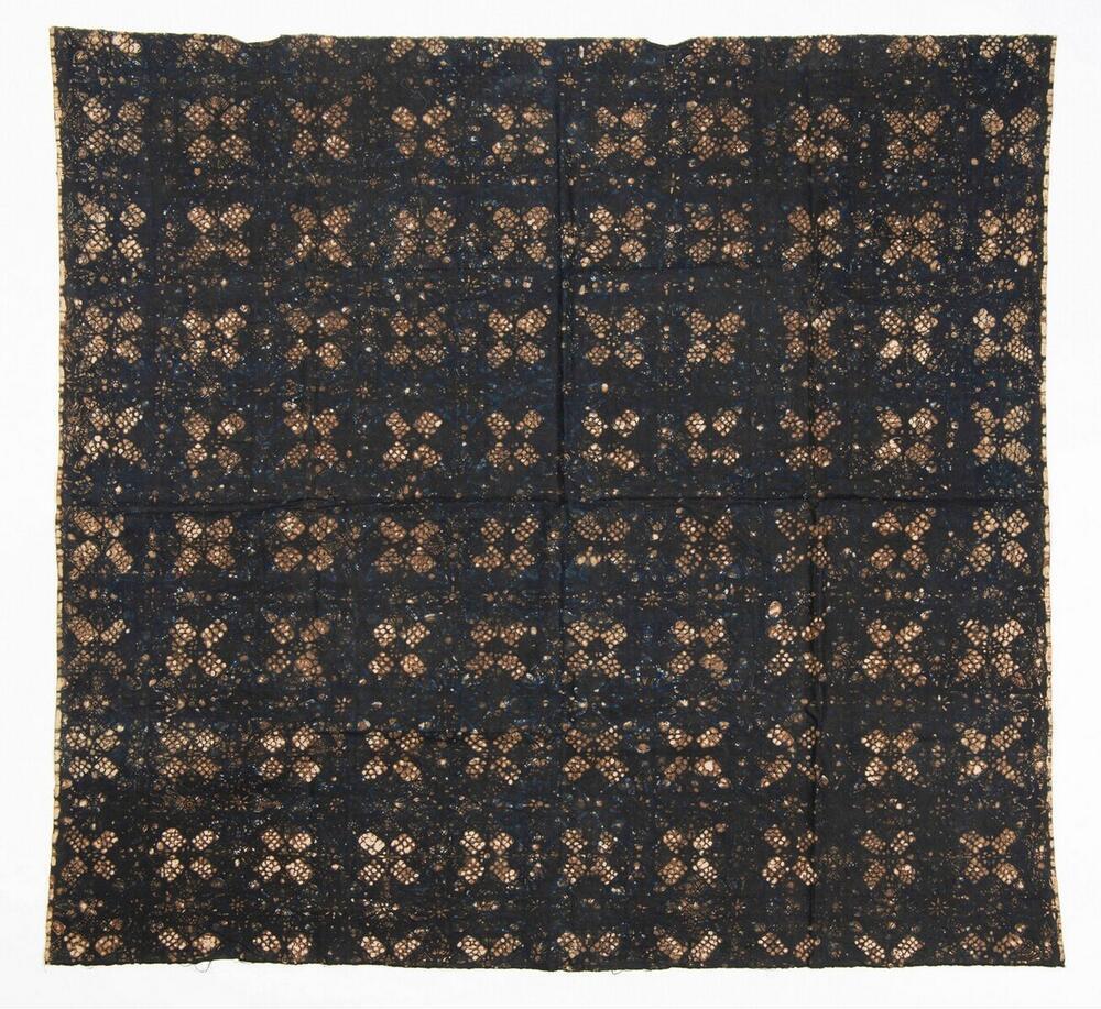 Katoenen hoofddoek, versierd meteen ceplok patroon