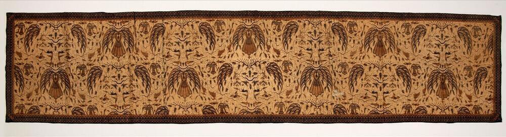 Katoenen borstdoek met pauwen, bergen, vogels en herten