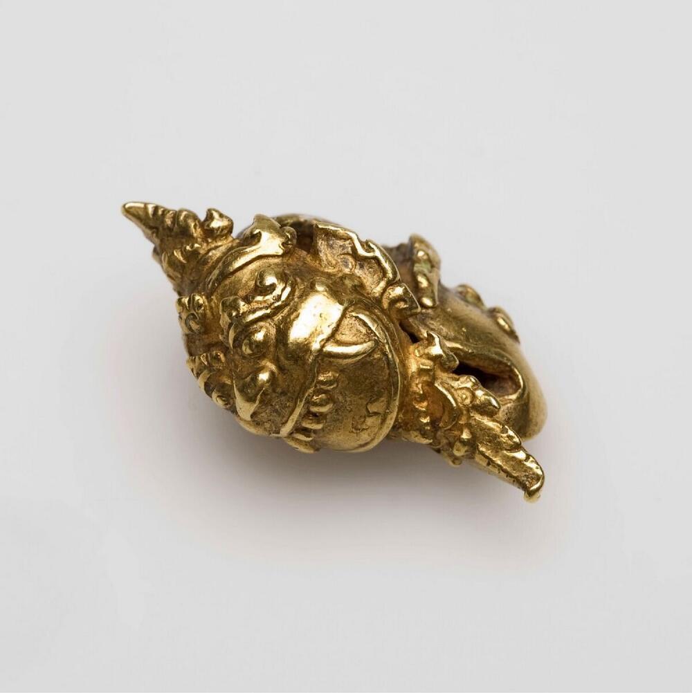 Gouden oorsieraad met monsterkopversiering