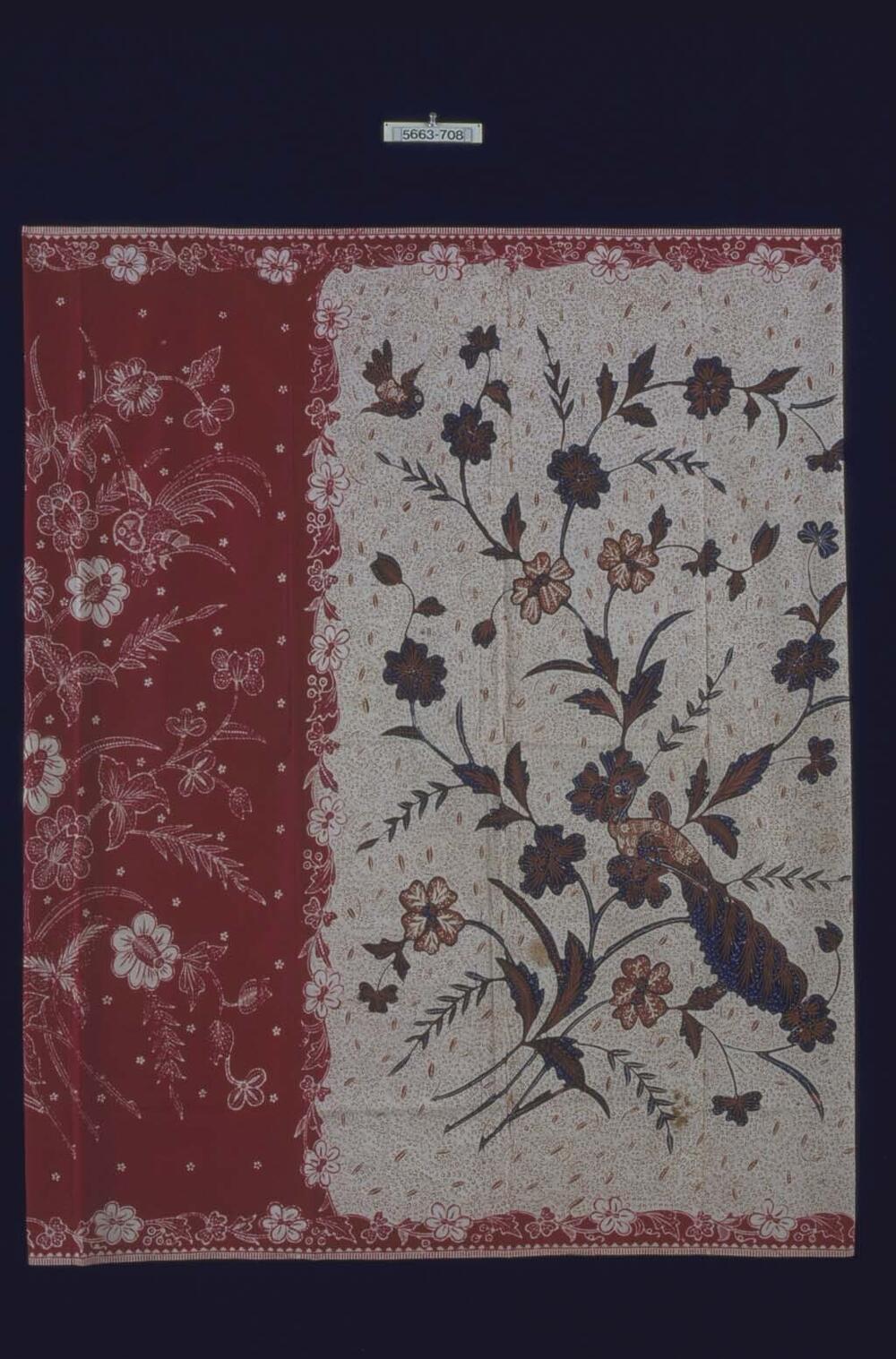 Kokerrok met bloemen, vogels en pauwen