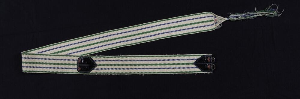 Katoenen ceintuur met ingeweven groen en blauw punt-patroon