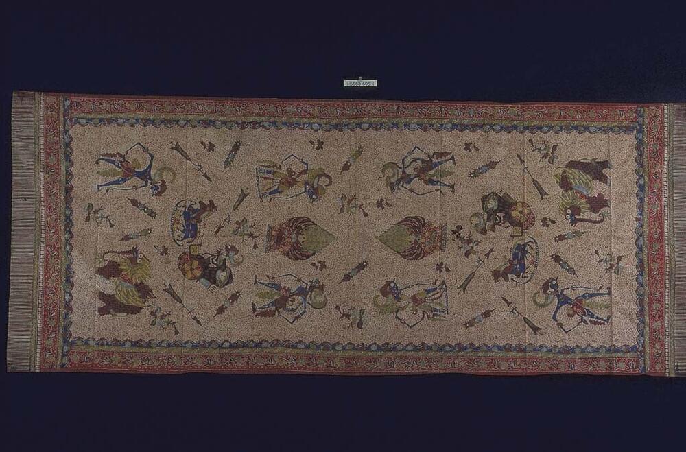 Katoenen schouderdoek met wajangfiguren met naam