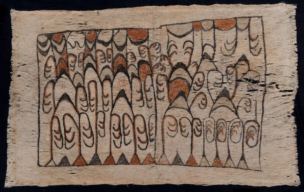 Painted barkcloth, used as a decoration of a woman's grave