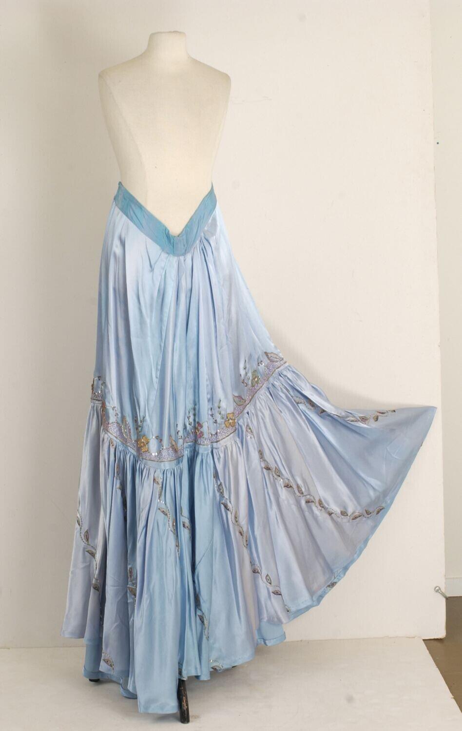 Blauw satijnen broek