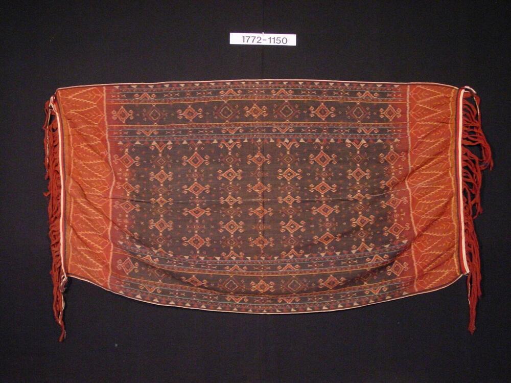 Katoenen schouderdoek met ornament in schering ikat