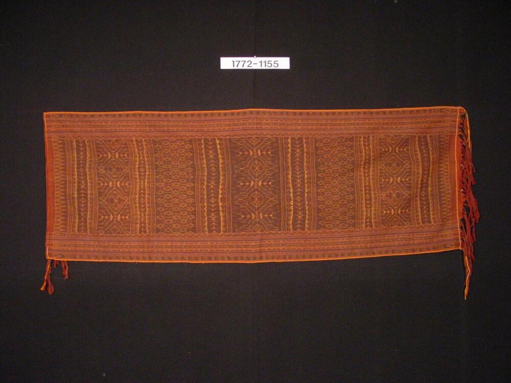 Katoenen schouderdoek met ornament in schering ikat