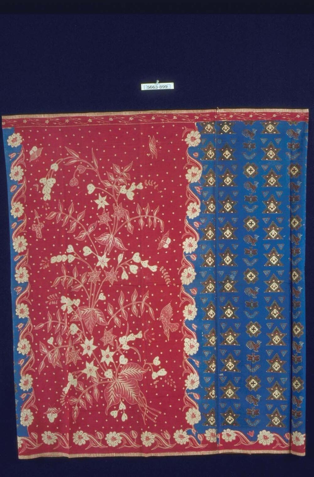 Kokerrok met bloemen, vogels, vlinders en geometrische figuren