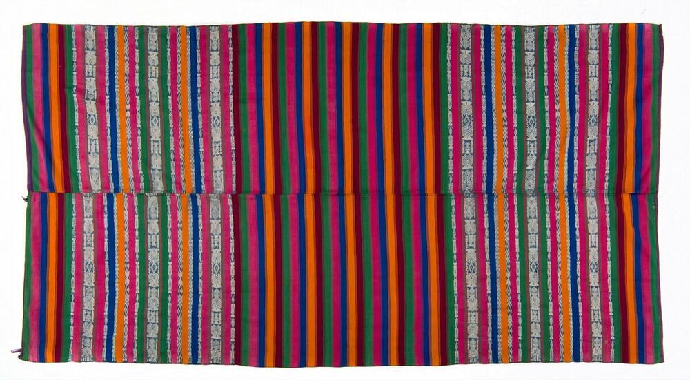 Gestreepte omslagdoek met felle kleuren in Jaspe