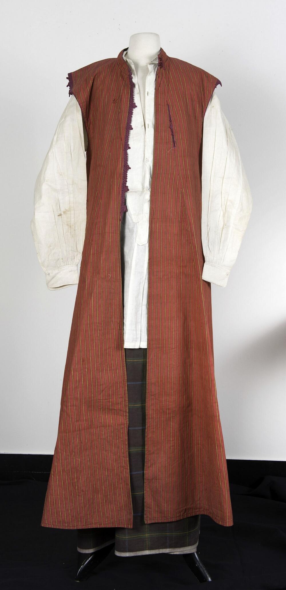 Sleeveless coat, part of a costume for a Muslim man who has made the pilgrimage to Mecca