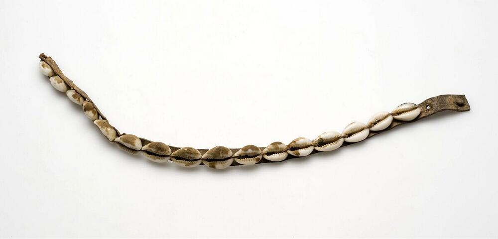 Leren halsband met schelpen