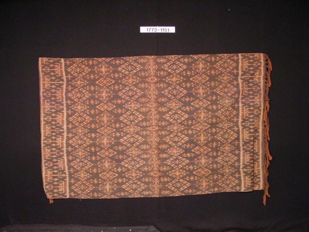 Katoenen schouderdoek met ornament in schering ikat